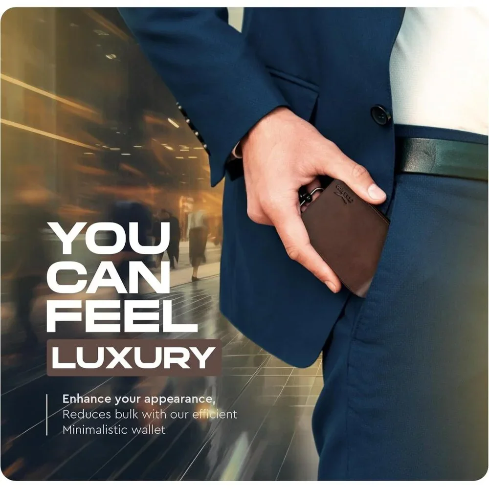 Men’s - Genuine Leather Slim Bifold RFID Wallet - Gift for Men Packed